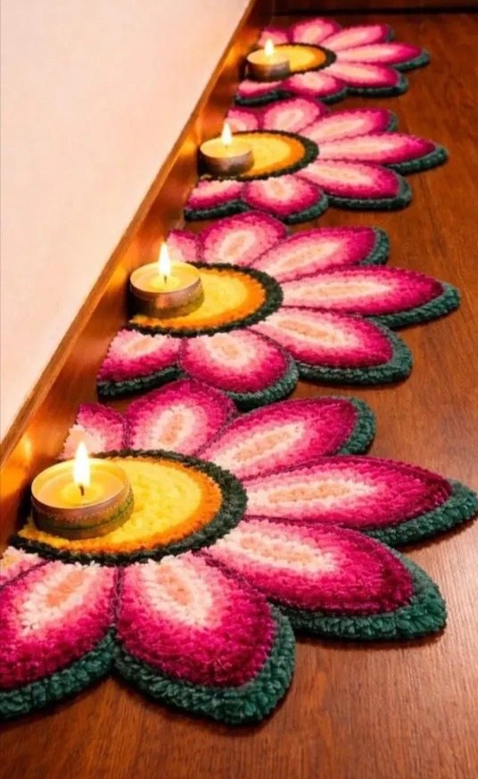 Pink Diya Border Mats — Ashwa Handicraft Product Photography
