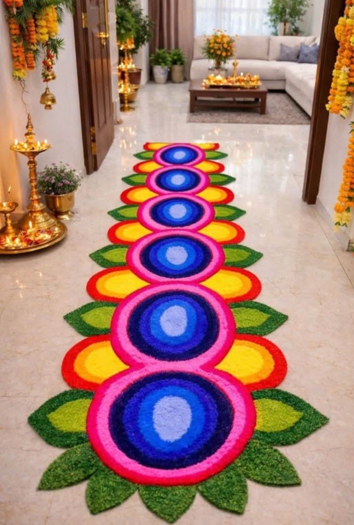 Neelkamal Lotus Runner — Ashwa Handicraft Floral Rangoli Mat Designs