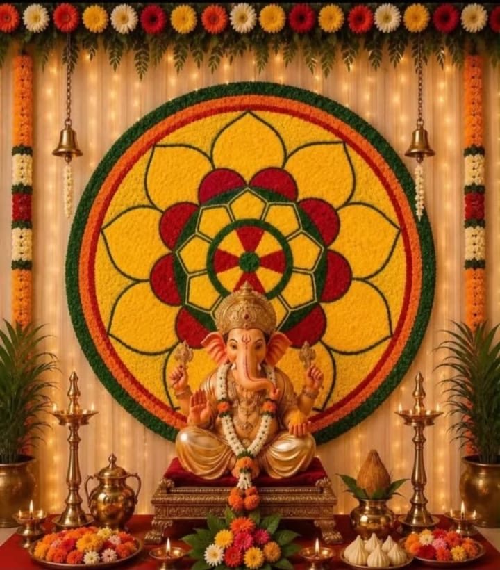 Golden Lotus Backdrop — Ashwa Handicraft Festive Styling Inspiration